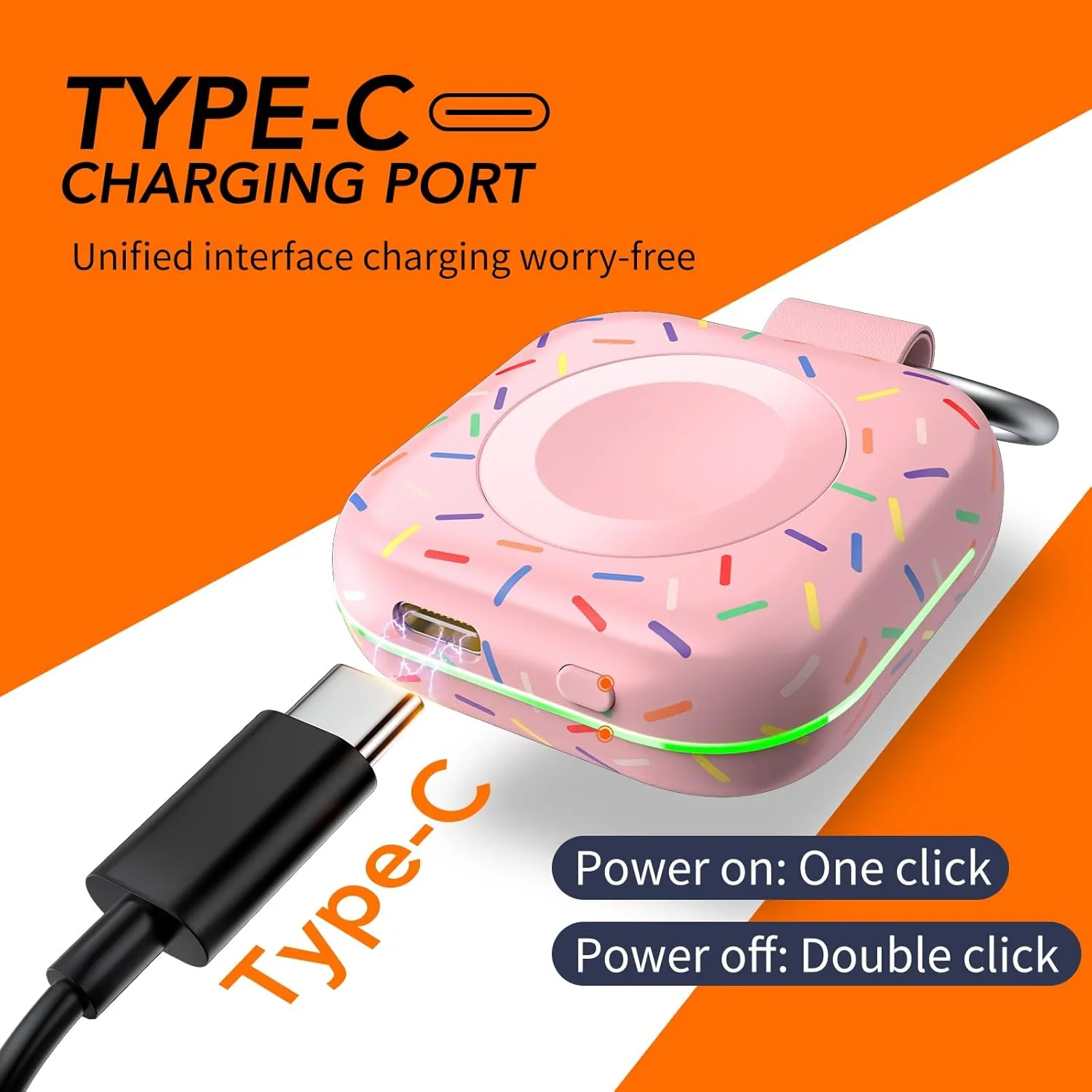 Portable Wireless Charger for Apple Watch 9,1200mAh Fast Charging iWatch Charger Keychain,Magnetic Wireless Travel Power Bank for Apple Watch Series 10/9/8/7/6/SE/5/4/3/2/Ultra/Ultra 2, Festival Gift