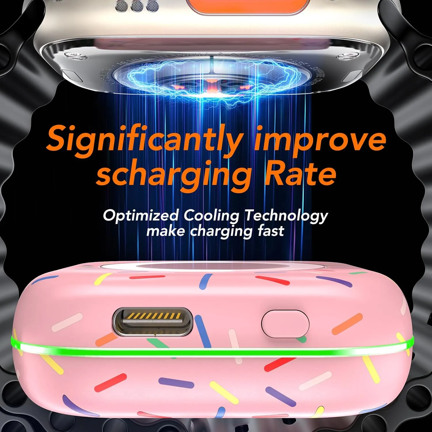Portable Wireless Charger for Apple Watch 9,1200mAh Fast Charging iWatch Charger Keychain,Magnetic Wireless Travel Power Bank for Apple Watch Series 10/9/8/7/6/SE/5/4/3/2/Ultra/Ultra 2, Festival Gift