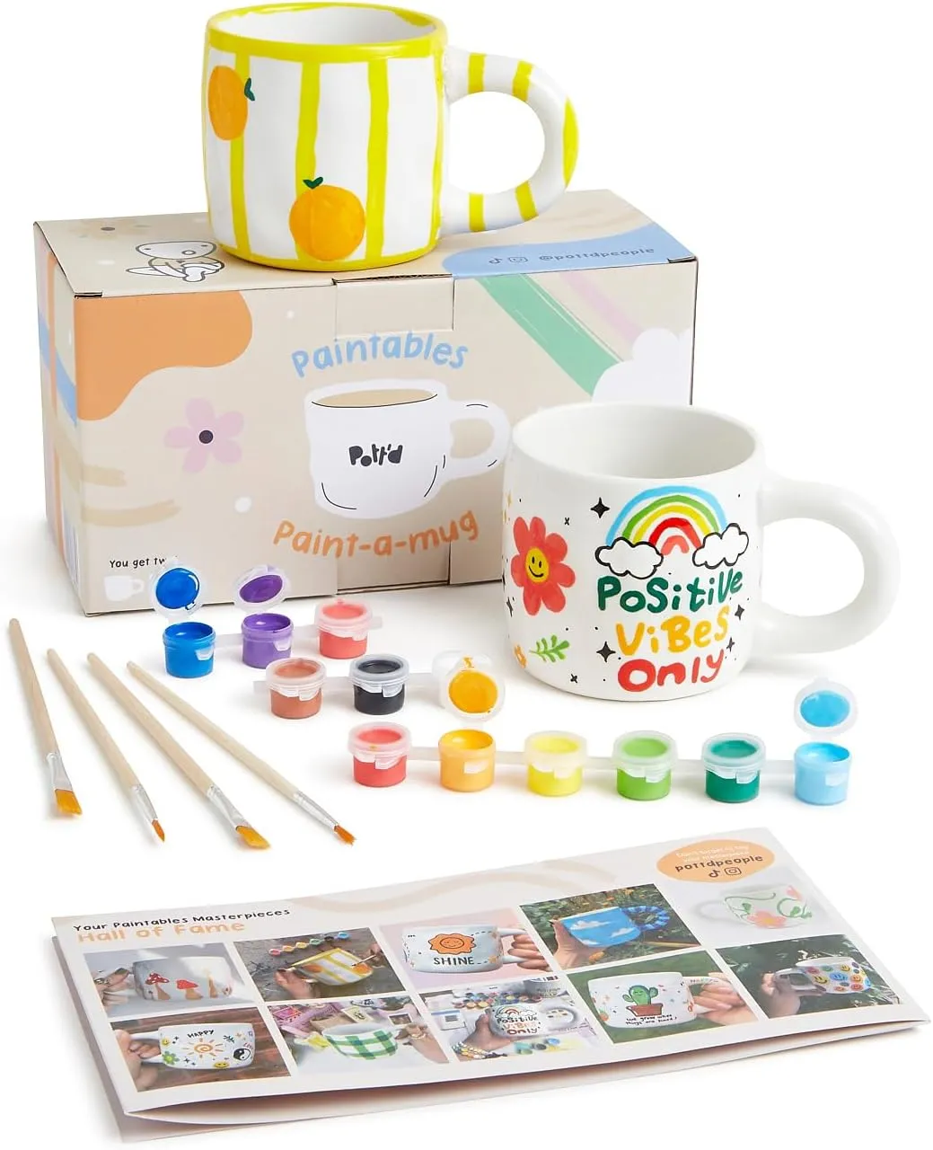 Pott'd Paintables Paint Your Own Mug Kit - DIY Mug Painting Kit for Adults. Ceramic Painting Kit for Adults Includes Mugs, Paints, Brushes and Painting Inspiration Guide