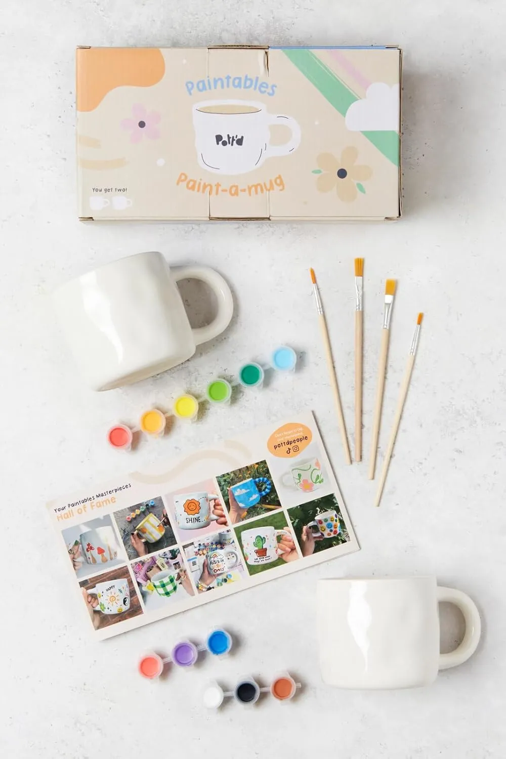 Pott'd Paintables Paint Your Own Mug Kit - DIY Mug Painting Kit for Adults. Ceramic Painting Kit for Adults Includes Mugs, Paints, Brushes and Painting Inspiration Guide