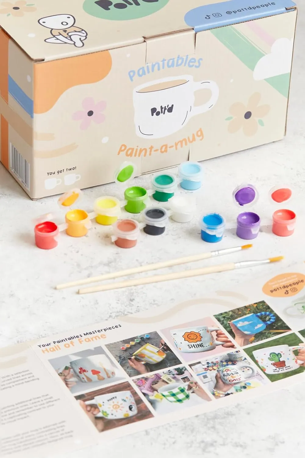Pott'd Paintables Paint Your Own Mug Kit - DIY Mug Painting Kit for Adults. Ceramic Painting Kit for Adults Includes Mugs, Paints, Brushes and Painting Inspiration Guide