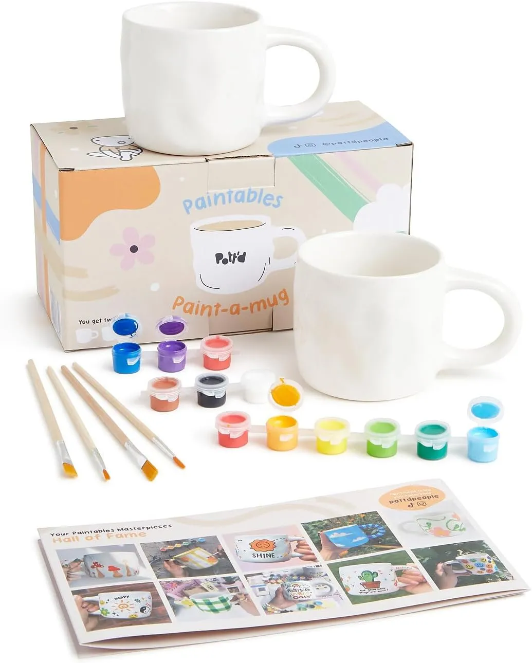 Pott'd Paintables Paint Your Own Mug Kit - DIY Mug Painting Kit for Adults. Ceramic Painting Kit for Adults Includes Mugs, Paints, Brushes and Painting Inspiration Guide