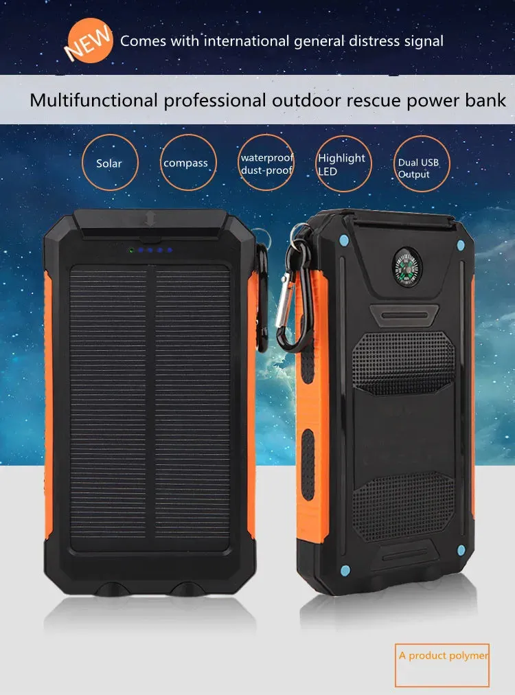 Powerful Waterproof Solar Power Bank 20000mAh