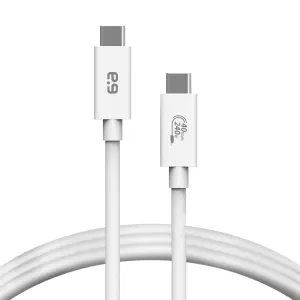 PureGear USB-C to C USB4 Cable (3ft) with Power Delivery for iPhone 15, 15 Plus, 15 Pro, 15 Pro Max, Galaxy, Pixel Phones, Type C Laptops, & More USB-C Devices - Lifetime Replacement Coverage (White)