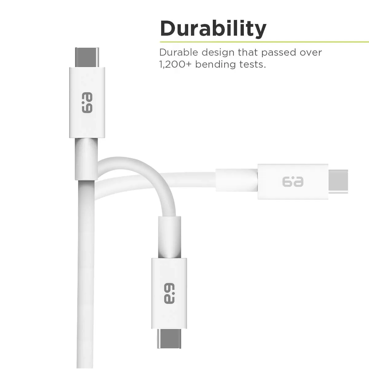 PureGear USB-C to C USB4 Cable (3ft) with Power Delivery for iPhone 15, 15 Plus, 15 Pro, 15 Pro Max, Galaxy, Pixel Phones, Type C Laptops, & More USB-C Devices - Lifetime Replacement Coverage (White)
