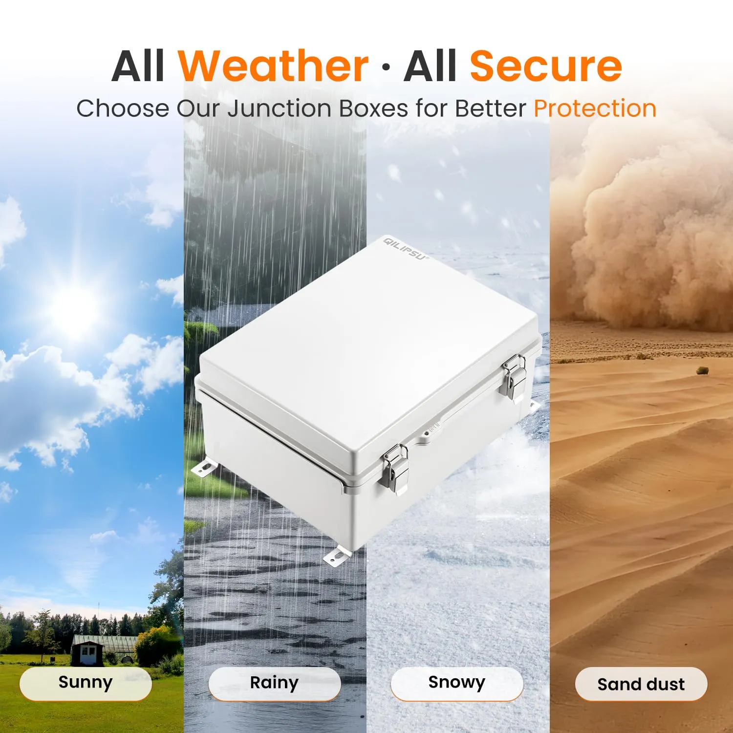 QILIPSU Outdoor Electrical Box, 11.4"x7.5"x5.5" Waterproof Junction Box IP67 ABS Plastic Enclosure Weatherproof Grey Hinged Cover for Electric Project Control