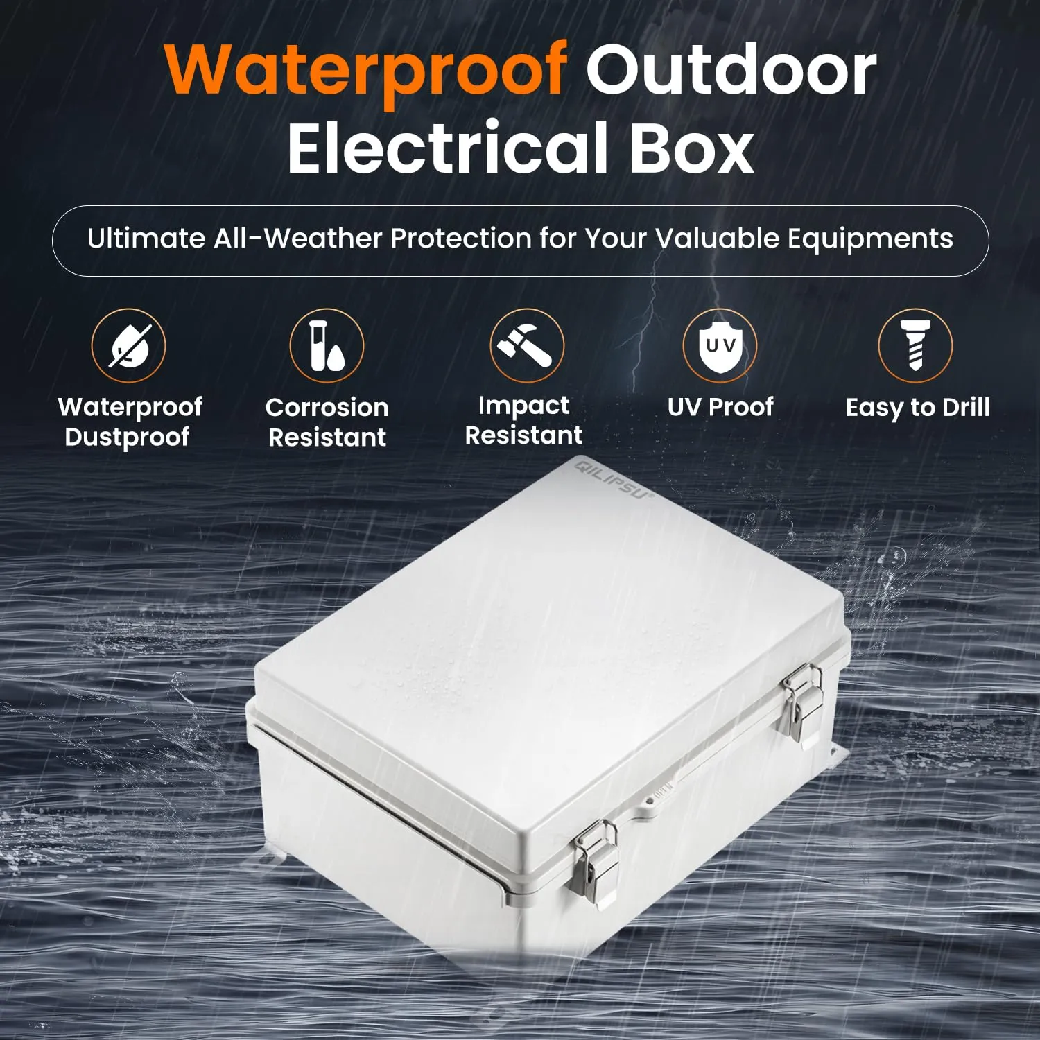 QILIPSU Outdoor Electrical Box, 11.4"x7.5"x5.5" Waterproof Junction Box IP67 ABS Plastic Enclosure Weatherproof Grey Hinged Cover for Electric Project Control