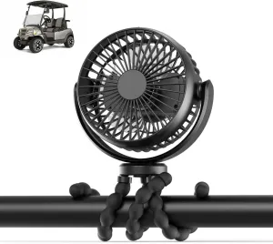 Rechargeable Portable Golf Cart Fan Base Battery Operated With Ezgo Club Car,360° Rotatable,3 Speed,Golf Cart Accessories,USB-C 3.5H Fast Charge