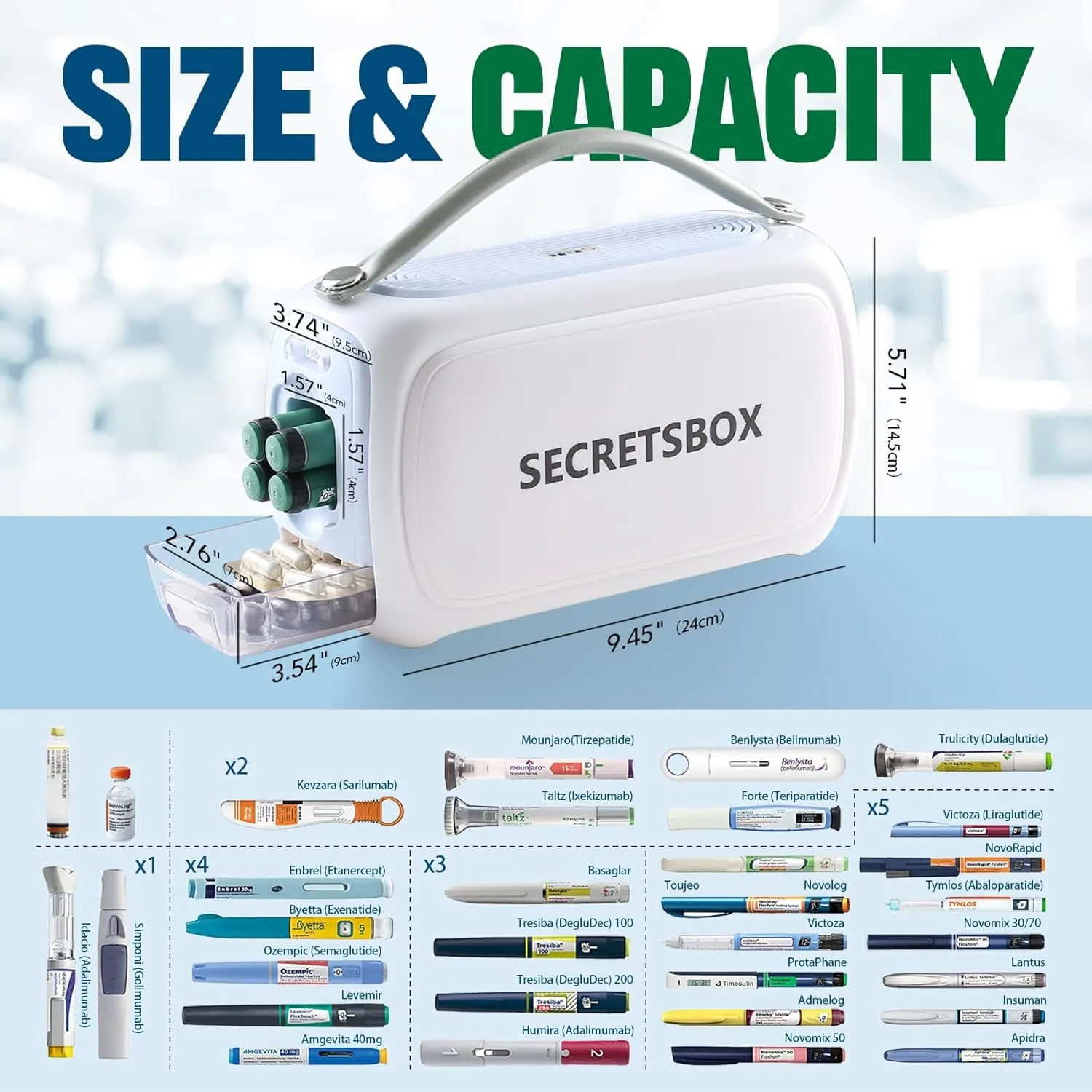 Rechargeble 4 Insulin Pens Cooler Travel Case TSA Approved Medicine Cooler for Travel Diabetic Travel Case 36-46F Auto Cycle Temperature Display 2 Batteries 40000mAh
