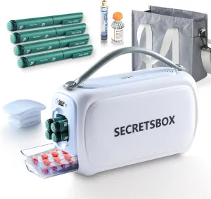Rechargeble 4 Insulin Pens Cooler Travel Case TSA Approved Medicine Cooler for Travel Diabetic Travel Case 36-46F Auto Cycle Temperature Display 2 Batteries 40000mAh