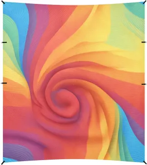 Red Tie Dye Background Rainbow Colors Tie-dye Foldable Beach Canopy UPF50 Easy Setup Outdoor Sun Shade with Sturdy Poles, Sandbags and Shovel for Backyard and Camping