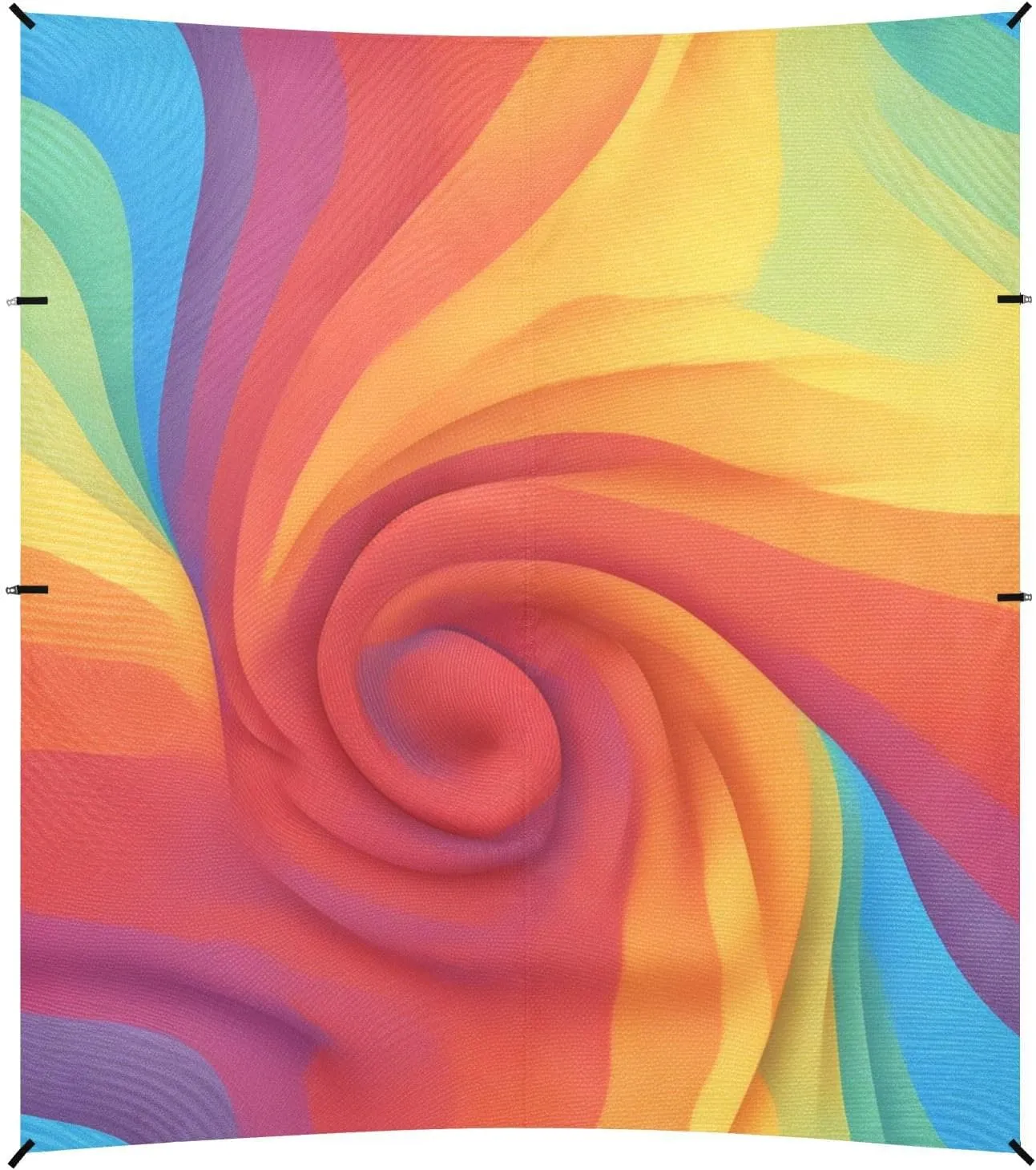 Red Tie Dye Background Rainbow Colors Tie-dye Foldable Beach Canopy UPF50 Easy Setup Outdoor Sun Shade with Sturdy Poles, Sandbags and Shovel for Backyard and Camping