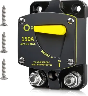 RED WOLF BS6150 150A Amp Circuit Breaker W/Manual Reset Switch DC 12-48V for Car Audio RV Marine Boat Truck Trolling Motors Stereo Audio Electronic Battery Solar System