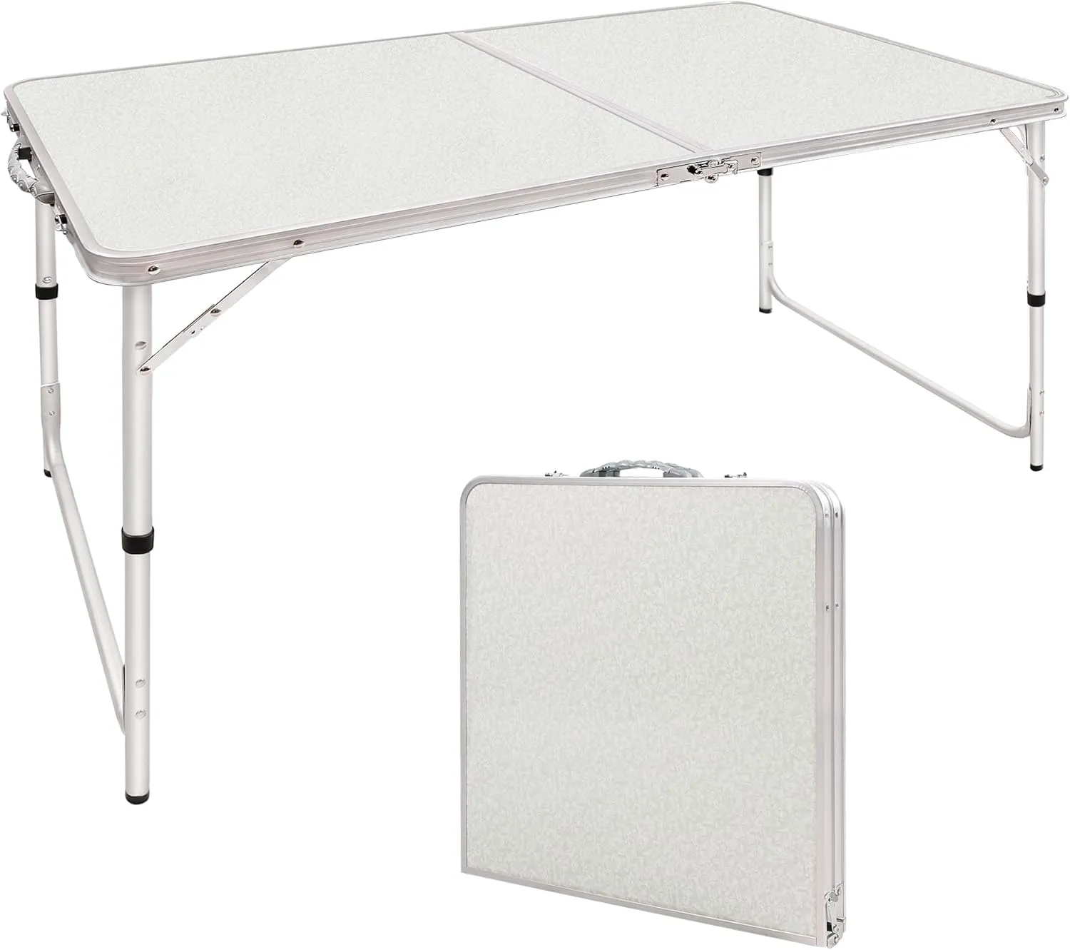 RedSwing 4 Feet Folding Camping Table Adjustable Height, Lightweight Portable Aluminum Frame Table for Picnic Beach Outdoor Indoor, 47.2''L x 23.6'' W x 22''/27'' H