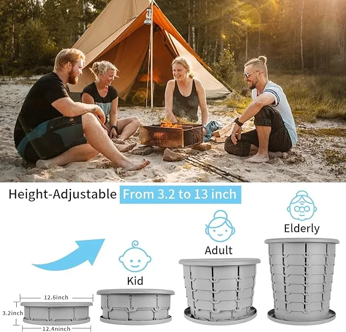 Retractable Portable Toilet - Upgraded Portable Toilet for Adults Capacity of 330 Lbs, Foldable Camping Toilet, Car RV Travel Toilet Outdoor Bathroom Emergency Portable Restroom for Kids