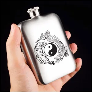 Retro Outdoor Travel Flasks 6Oz Portable Flasks for Liquor for Men Women Stainless Steel Flasks with Funnel(A)
