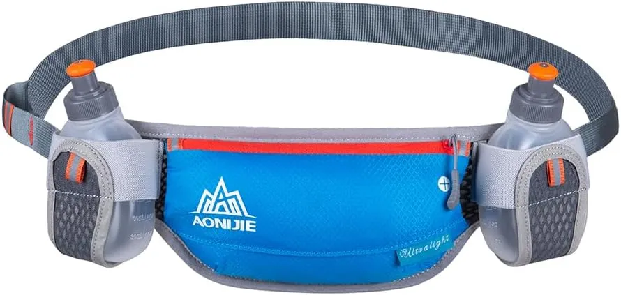 Running Belt Double kettle Design with 2 * 170ml Water Bottle Waist Pack for Cycling Running Hiking (blue)
