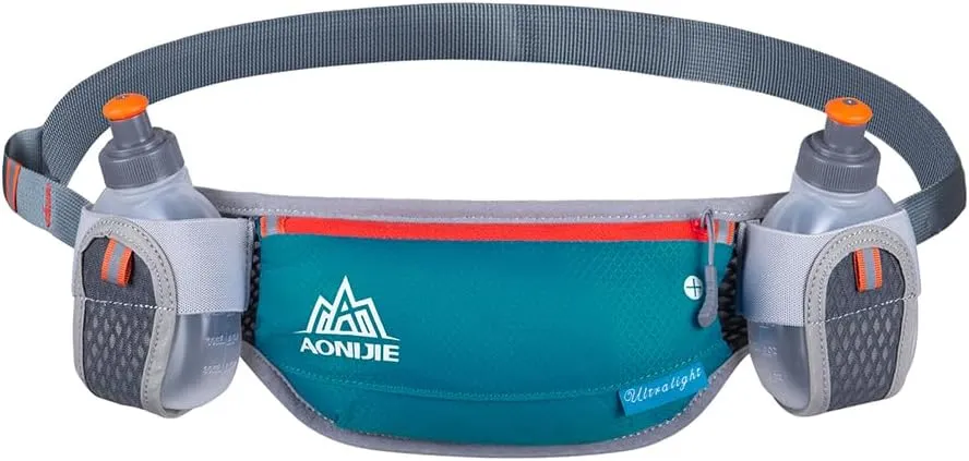 Running Belt Double kettle Design with 2 * 170ml Water Bottle Waist Pack for Cycling Running Hiking (green)