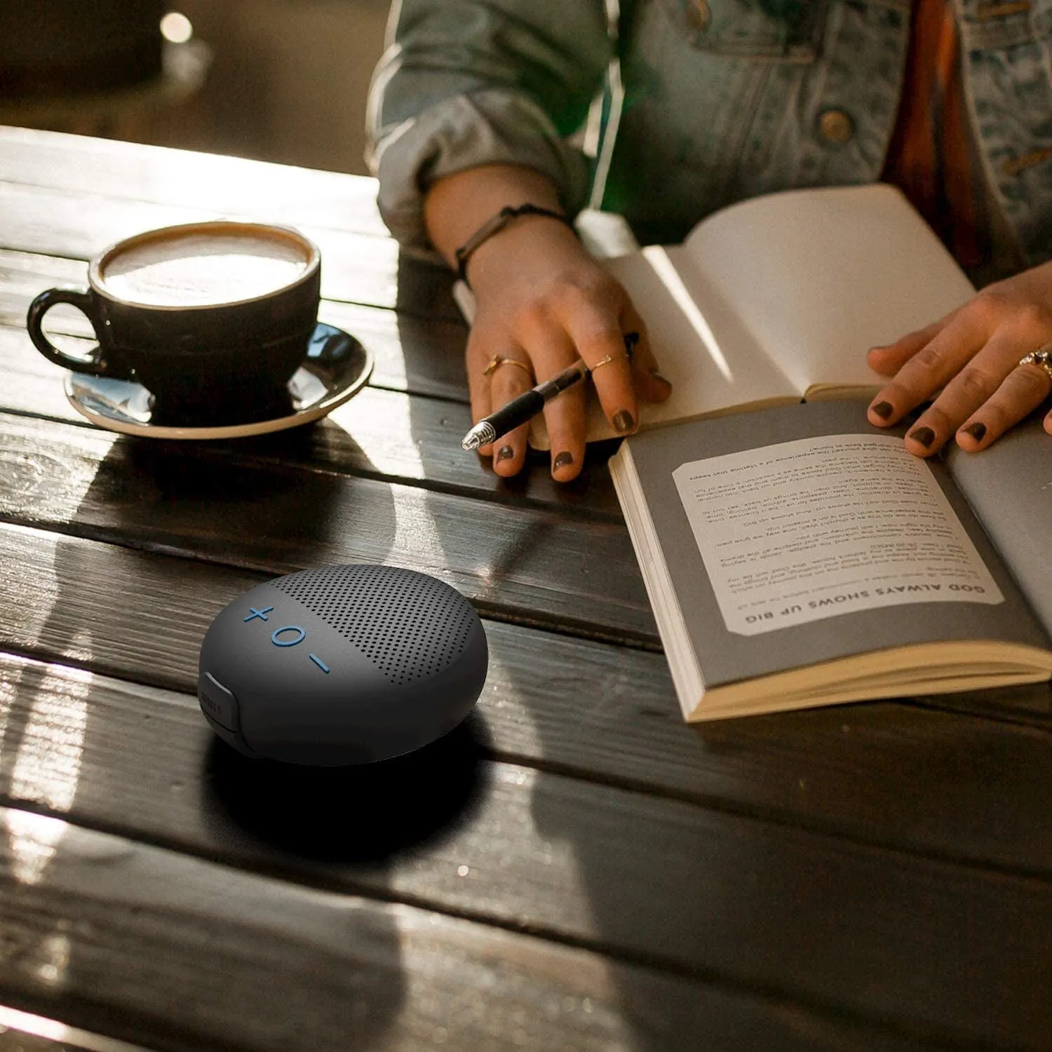 Rynx | Waterproof portable speakers with HD sound subwoofer, built-in microphone, outdoor compact wireless shower travel speaker for sports, pool, beach, hiking and camping, black