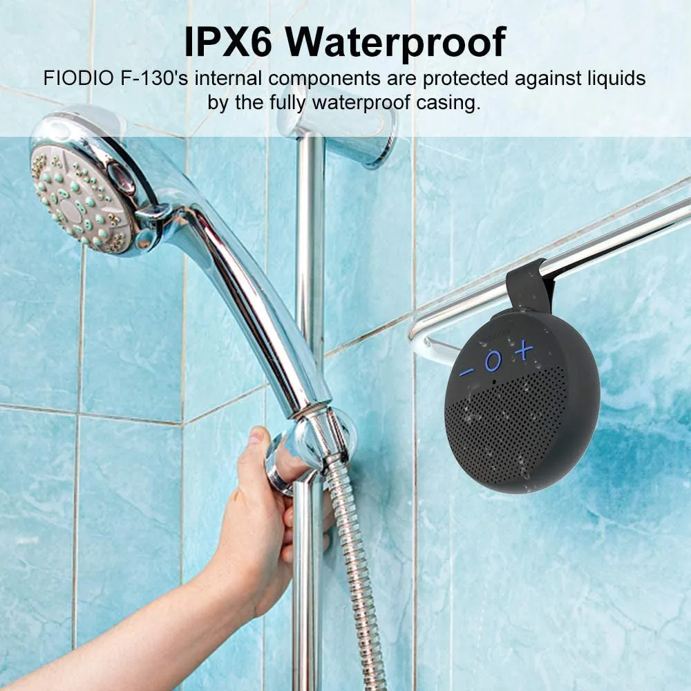 Rynx | Waterproof portable speakers with HD sound subwoofer, built-in microphone, outdoor compact wireless shower travel speaker for sports, pool, beach, hiking and camping, black