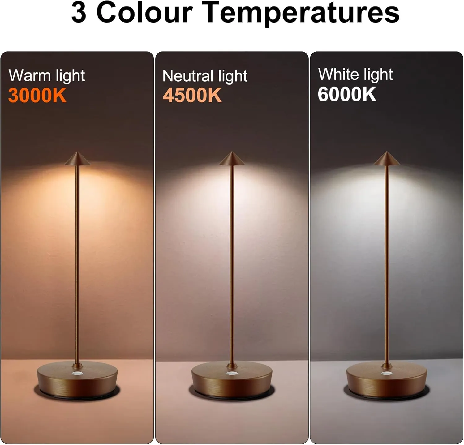 SAKRINGT 2 Pack Cordless Table Lamps Rechargeable, 6000mAh Battery Operated Waterproof Stepless Dimming Modern Portable LED Table Light for Restaurant Dining Patio Outdoor