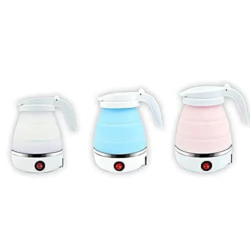SALE Silicone Mini Collapsible Foldable Portable Electric Kettle - Travel Water Heater Jug (Blue)