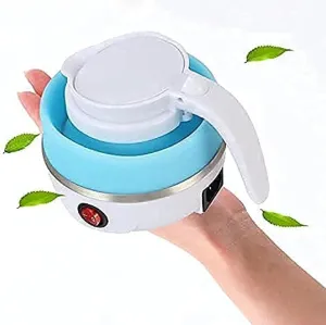 SALE Silicone Mini Collapsible Foldable Portable Electric Kettle - Travel Water Heater Jug (Blue)