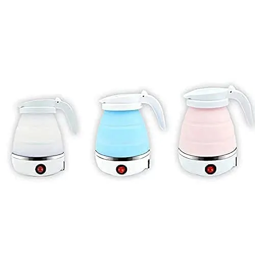 SALE Silicone Mini Collapsible Foldable Portable Electric Kettle - Travel Water Heater Jug (Blue)