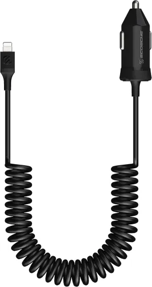 Scosche CPDi4203 PowerVolt 20-Watt MFi Certified Fast Car Charger Power Delivery 3.0 with Attached 4-Foot Adjustable Coiled Lightning Cable for All Lightning Devices