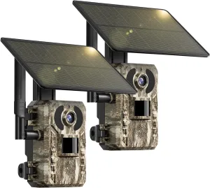 SEHMUA Cellular Trail Cameras with Live Streaming, Built-in 4G LTE SIM Card, Phone Access, Solar Powered Game/Deer Camera, Motion Activated, 0.2s Trigger Time, Low Light Night Vision, IP66 Waterproof