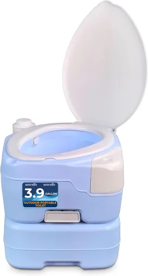 SereneLife 15L Portable Camping Toilet, 120 Flushes, Leak-Proof, Made From Durable PE Material, Detachable Waste Tank with Hand Sprayer and Phone Holder, Ideal for On-the-Go Recreational Activities