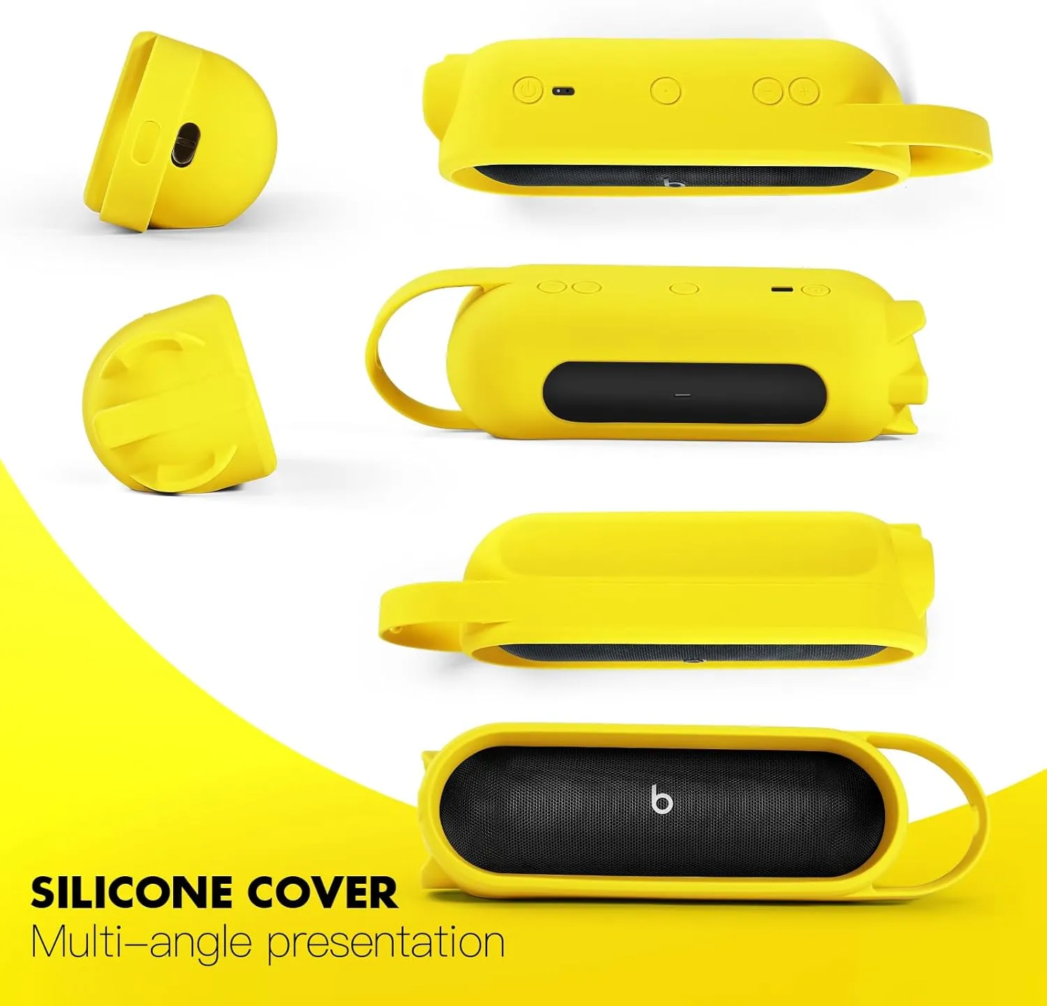 Silicone Cover for Beats Pill Portable Bluetooth Speaker Storage Bag Speaker Holder Travel Bag (Yellow)