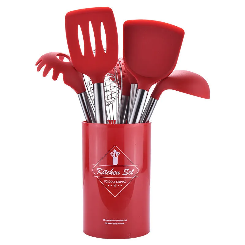 Silicone Kitchenware Set with Stainless Steel Handle