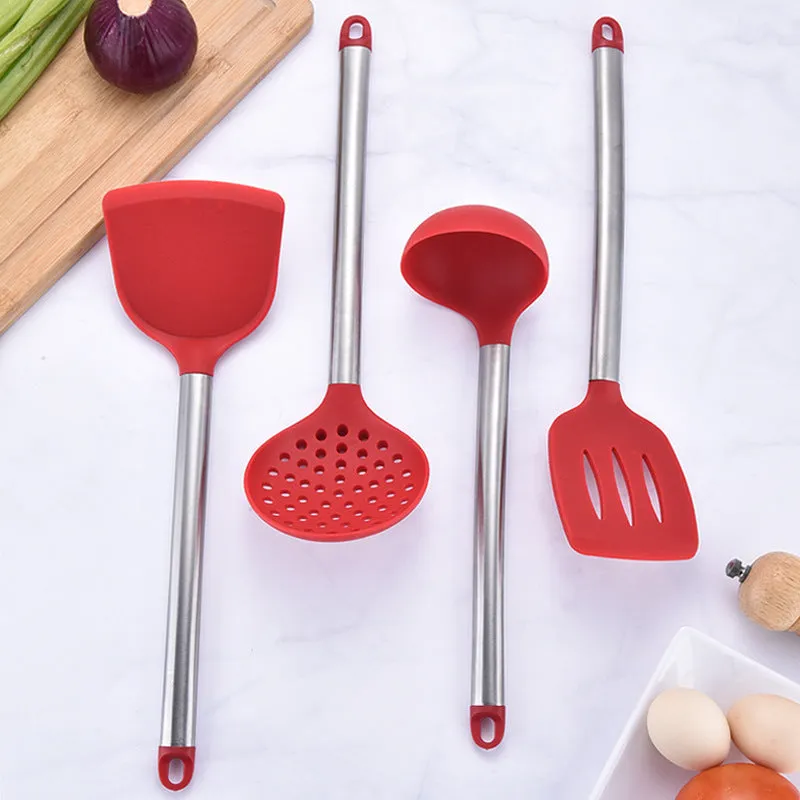 Silicone Kitchenware Set with Stainless Steel Handle