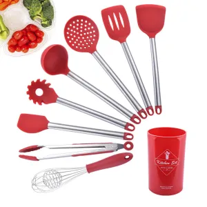 Silicone Kitchenware Set with Stainless Steel Handle