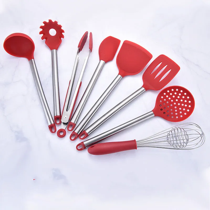 Silicone Kitchenware Set with Stainless Steel Handle