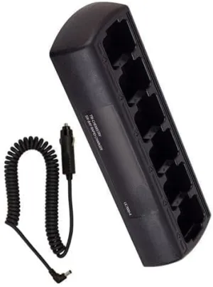 Six Bay Rapid Vehicle Charger for Kenwood TK-3173K Rechargeable Two Way Radio (Slim Design)