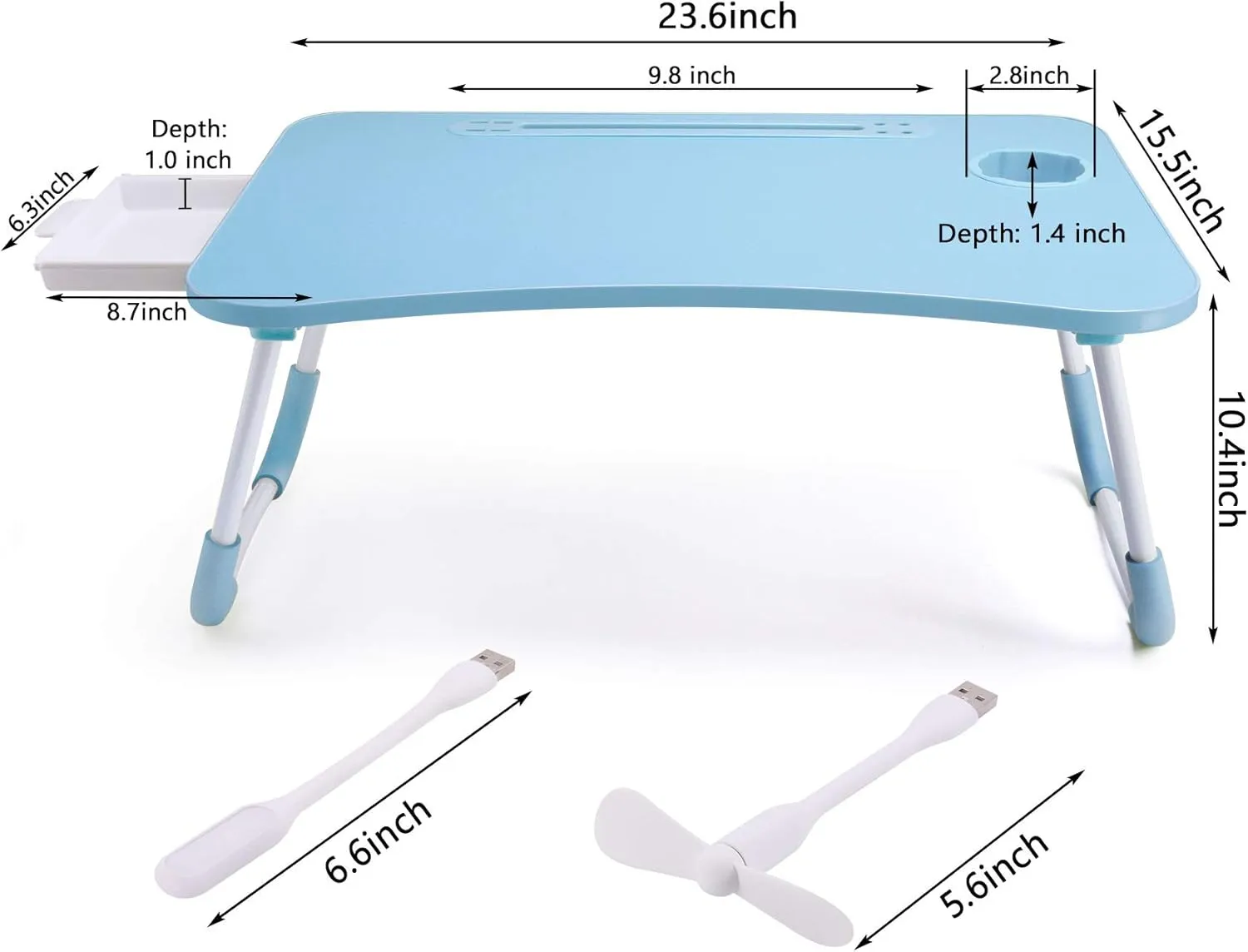 Slendor Laptop Desk Laptop Bed Stand Foldable Laptop Table Folding Breakfast Tray Portable Lap Standing Desk Reading and Writing Holder with Drawer