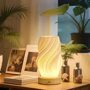 Small Battery Operated Lamp, Modern Table Lamp, Rechargeable, Touch Control, 3 Color Temperature, Dimmable, Bedside Table, Flame