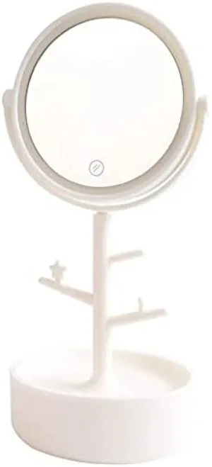 Small Makeup Mirror Compact Travel Makeup Mirror, Lighted Makeup Mirror Desktop Princess Mirror Desktop Storage LED Light Vanity Mirror (VIT A)
