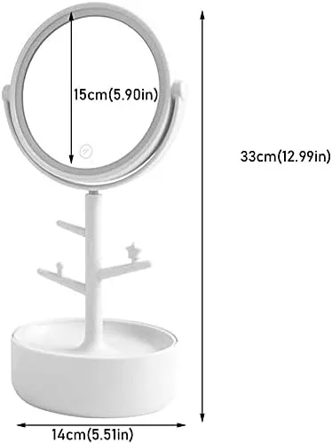 Small Makeup Mirror Compact Travel Makeup Mirror, Lighted Makeup Mirror Desktop Princess Mirror Desktop Storage LED Light Vanity Mirror (VIT A)