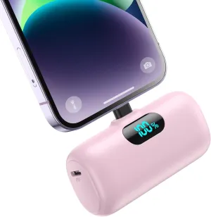 Small Portable Charger for iPhone,Upgraded 5000mAh PD Fast Charging Power Bank,Mini Battery Pack Backup Charger Compatible with iPhone 14/14 Pro Max/13/13 Pro/12 Pro/11/XS/XR/X/8/7/6 etc-Pink