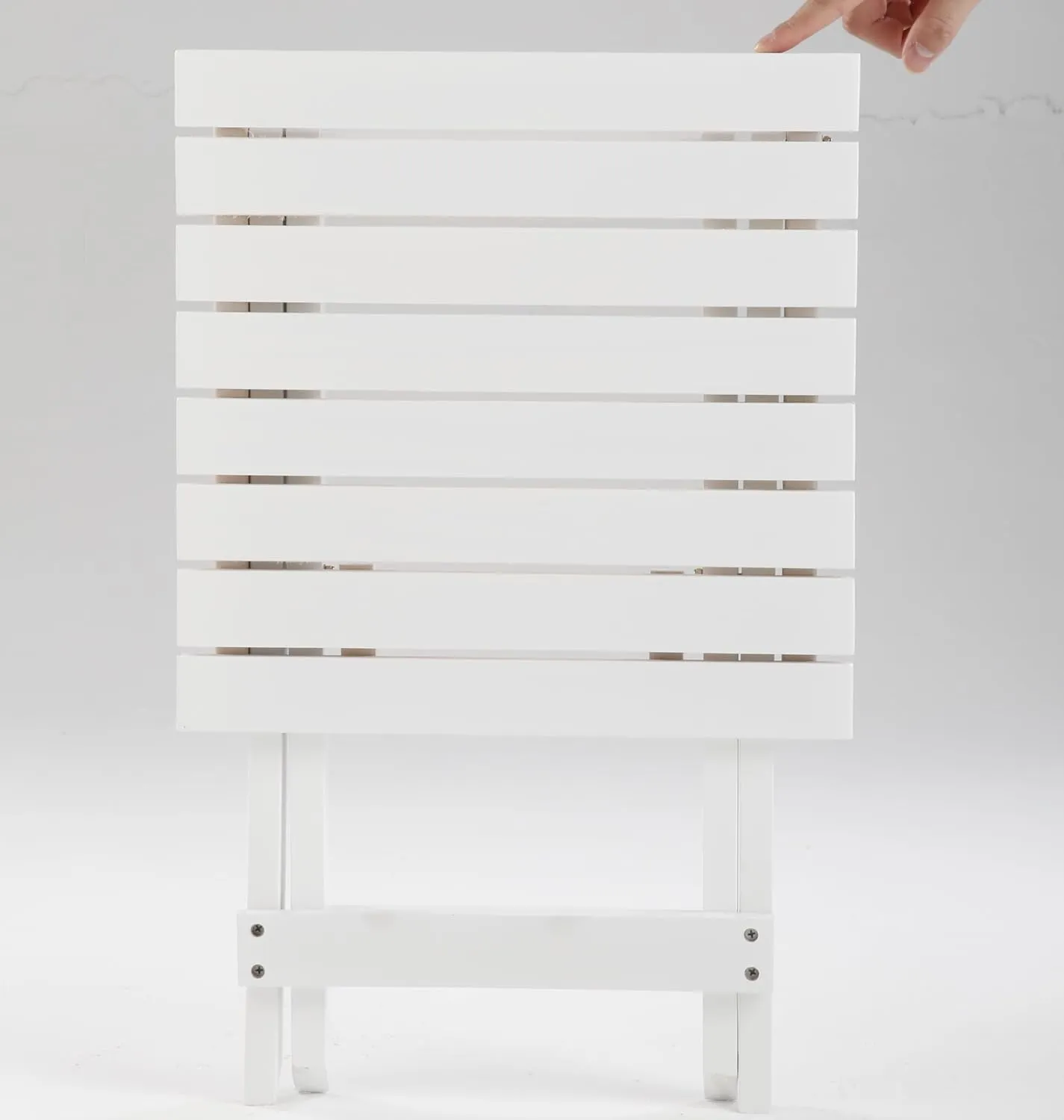 Small Side Table Square Folding, Patio Foldable Wooden End Table for Outdoor Indoor Porch Camping Living Room Bedroom, as Coffee Table or Plant Stand, White