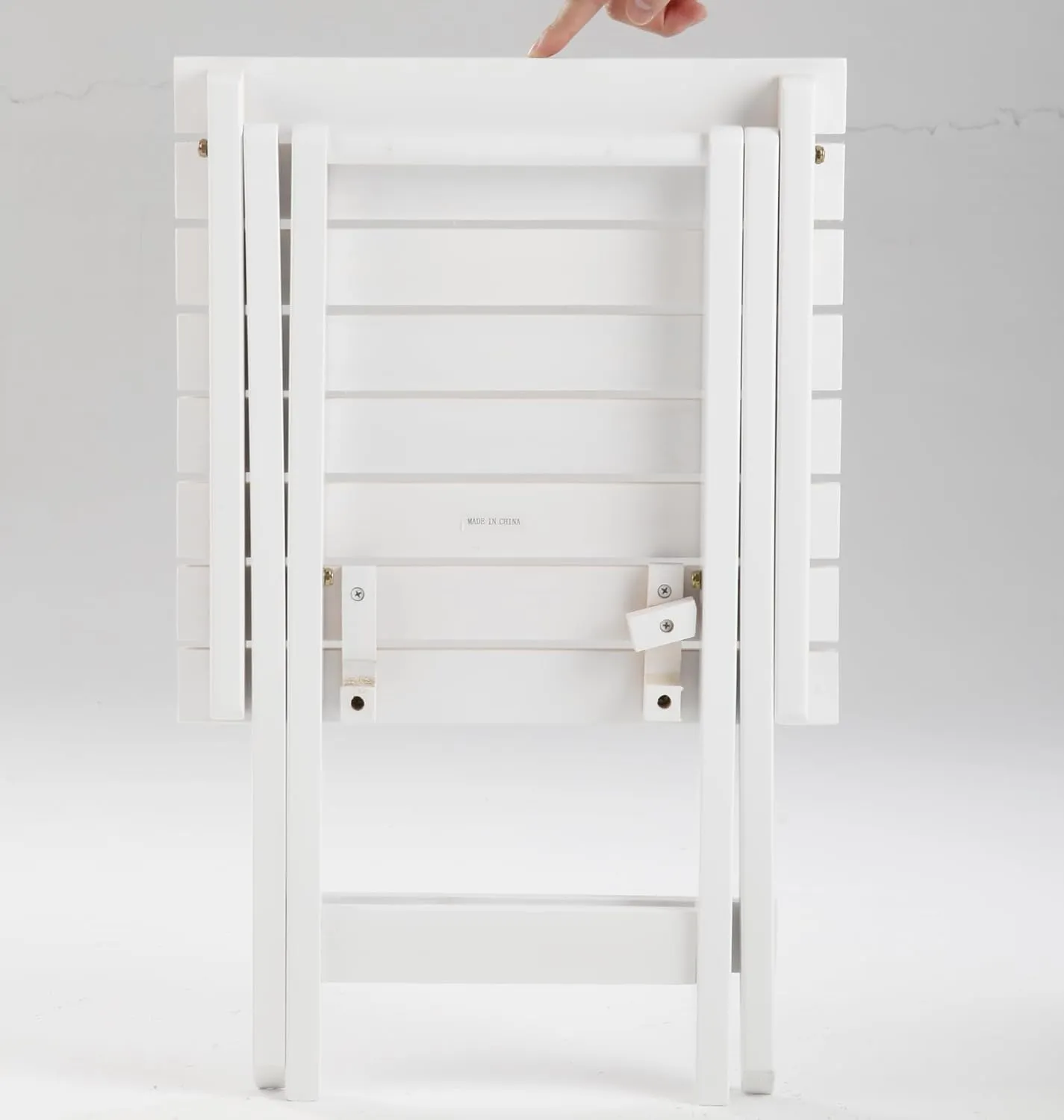 Small Side Table Square Folding, Patio Foldable Wooden End Table for Outdoor Indoor Porch Camping Living Room Bedroom, as Coffee Table or Plant Stand, White