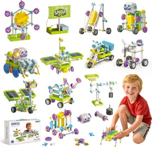SMILESSKIDDO STEM Toys for Kids 8-13 Years Old, 36-in-1 Robotics Kit with Solar Power & Sensors, 434 Pieces Learning & Education Science Kits, Birthday Gift Idea for Boys and Girls
