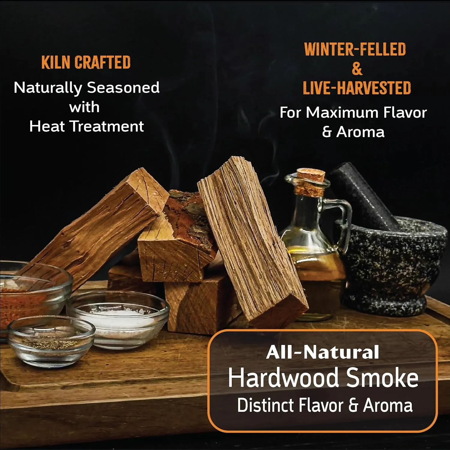 Smoke'n Splits by Tiny Timbers USDA Grade Kiln Dried Hardwood Cooking Chunks for Smokers & BBQ Grills | 5" Short Splits | USA Sourced | 6 lb. | 400  cu. in. | Peach