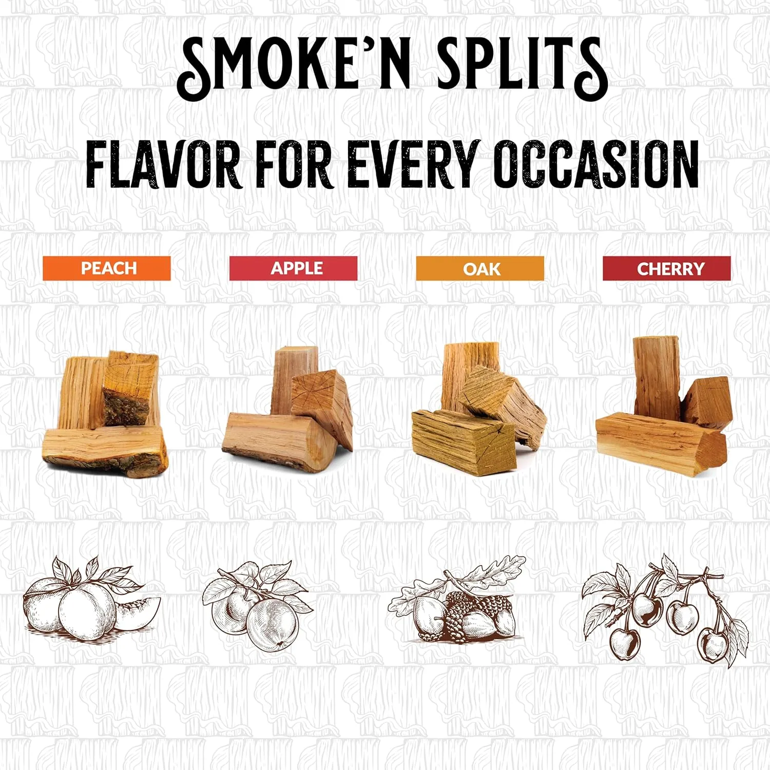 Smoke'n Splits by Tiny Timbers USDA Grade Kiln Dried Hardwood Cooking Chunks for Smokers & BBQ Grills | 5" Short Splits | USA Sourced | 6 lb. | 400  cu. in. | Peach