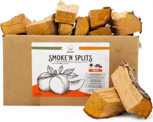 Smoke'n Splits by Tiny Timbers USDA Grade Kiln Dried Hardwood Cooking Chunks for Smokers & BBQ Grills | 5" Short Splits | USA Sourced | 6 lb. | 400  cu. in. | Peach