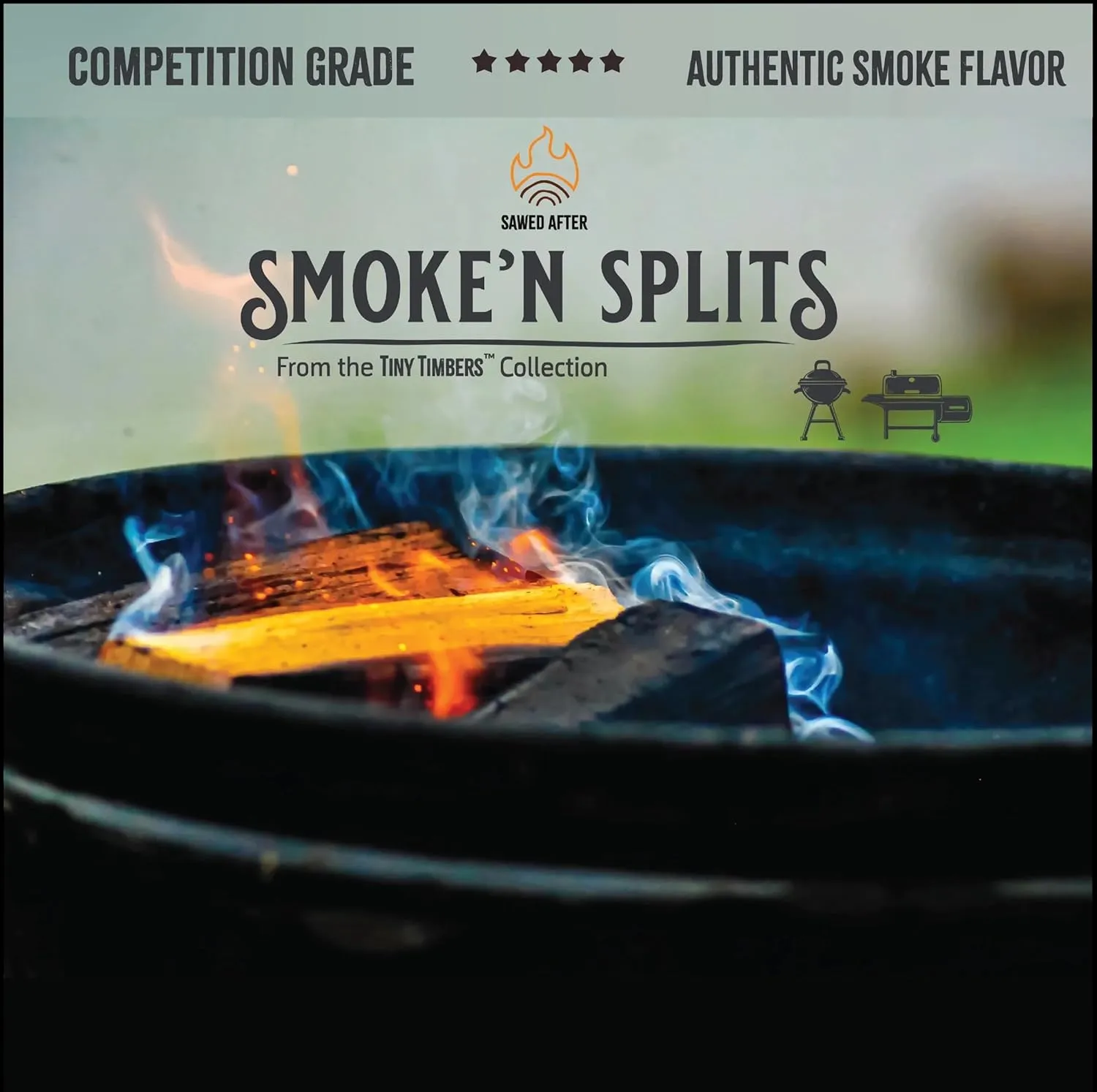 Smoke'n Splits by Tiny Timbers USDA Grade Kiln Dried Hardwood Cooking Chunks for Smokers & BBQ Grills | 5" Short Splits | USA Sourced | 6 lb. | 400  cu. in. | Peach