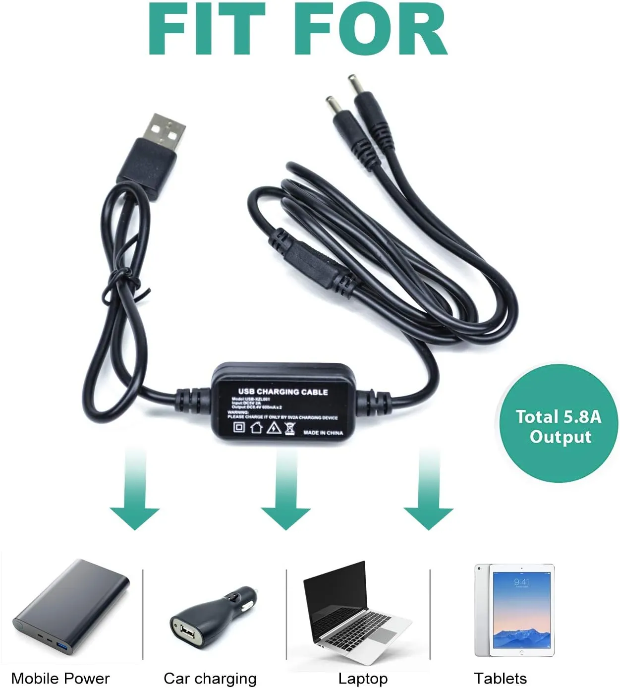 SNOW DEER USB Cable for Heated Gloves Socks Hats Rechargeable Battery (USB Cable)